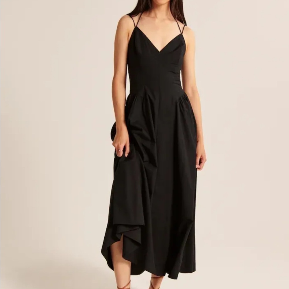 Viral Abercrombie & Fitch Strappy Plunge Corset MIDI Dress in White Size S